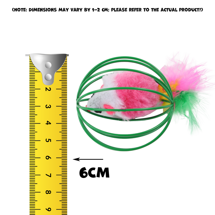 UNIQ PETS CAT TOY MOUSEHUNT Mouse With a Feather In a Ball 6cm (Random Colour)