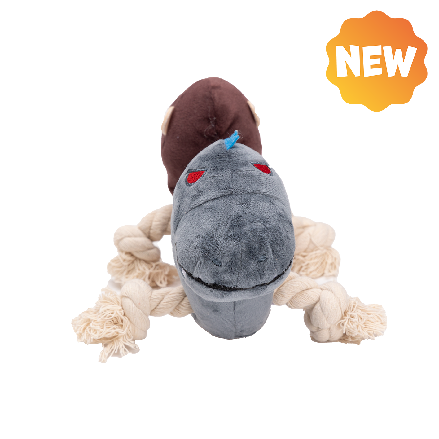 UNIQ PETS PLUSH DOG TOY FUNNY FRIENDS Monkey-Dino Tug Toy with a Squeaker