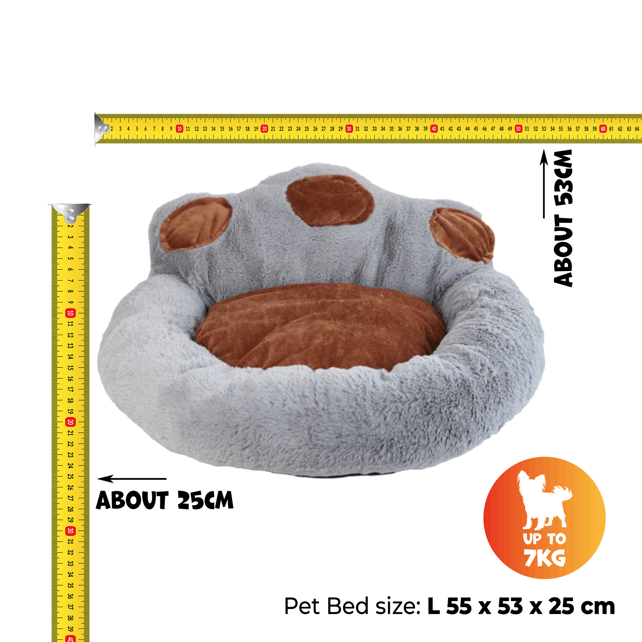 UNIQ PETS BED COMFYRING CLAW Grey L 55x53x25cm up to 7kg
