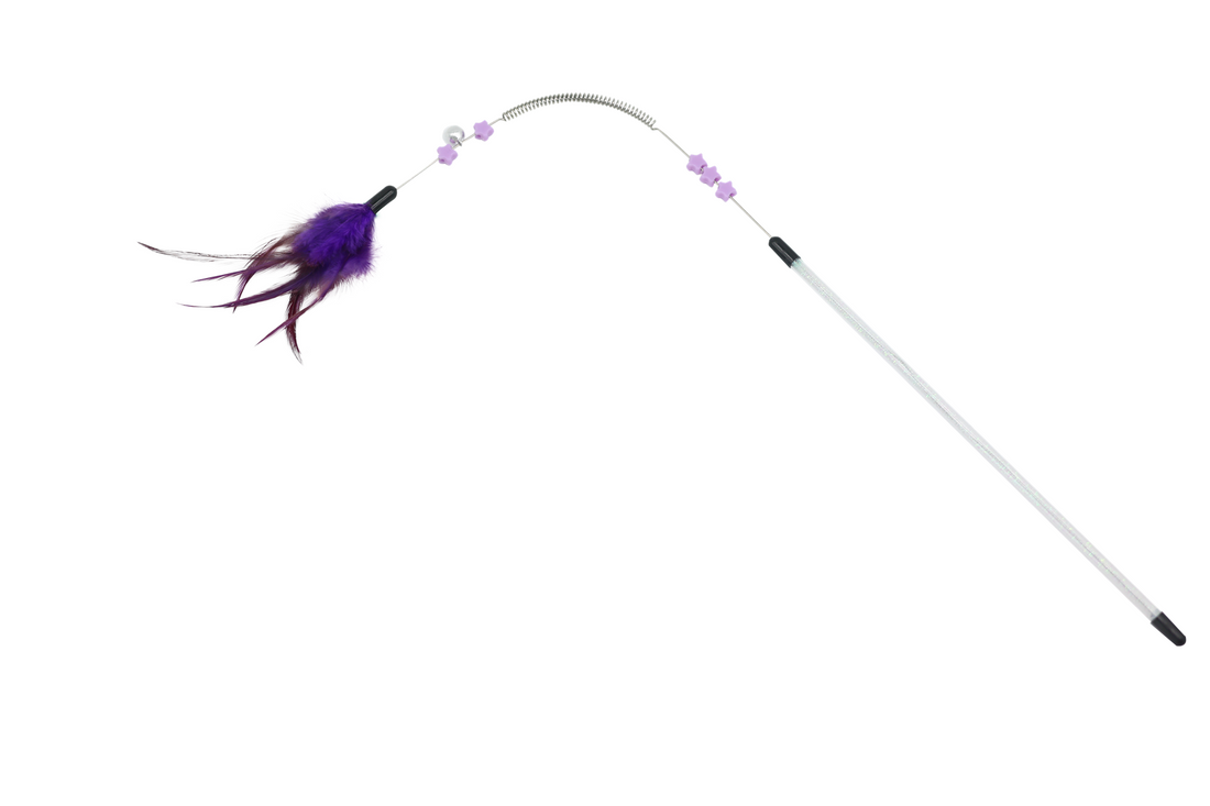 UNIQ PETS CAT TOY SWISHY Fishing Rod with Multi-Colored Feather and Spring 60cm (Random Colour)