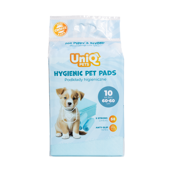 UNIQ PETS HYGIENIC PET PADS 60x60cm Blue, 10pcs/Bag