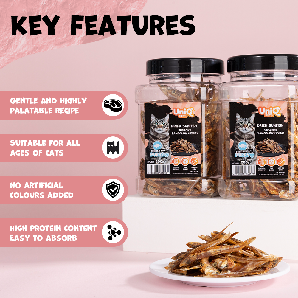 UNIQ PETS CAT SNACKS PURRY Dried Japanese Anchovy Jar 200g