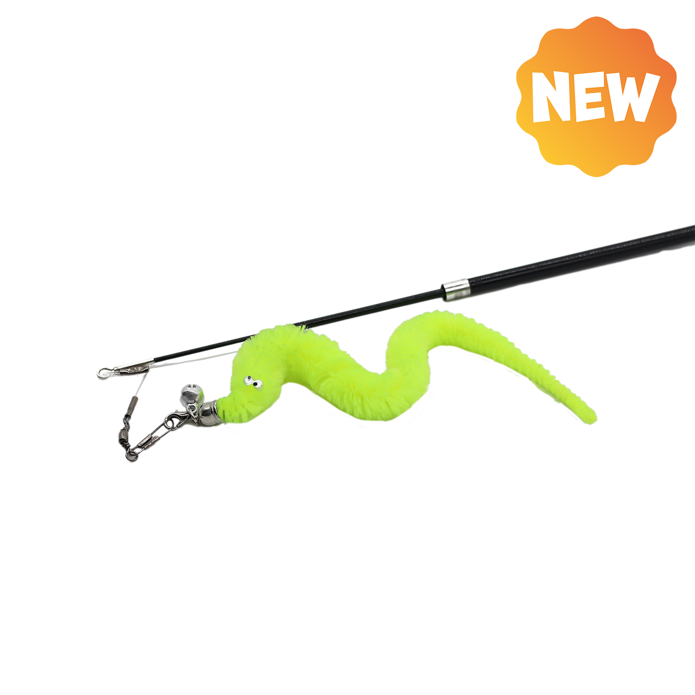 UNIQ PETS CAT TOY SWISHY Telescopic Fishing Rod with Caterpillar 100-179cm (Random Colour)