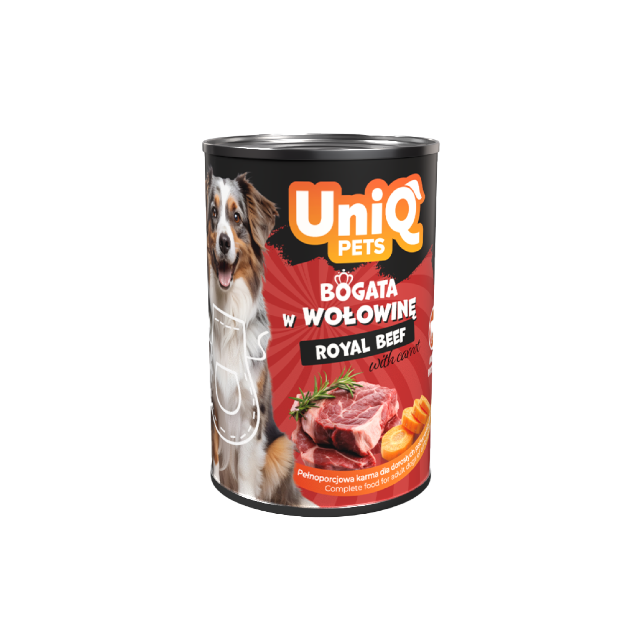 UNIQ PETS Dog Tin Food Royal Beef 375g