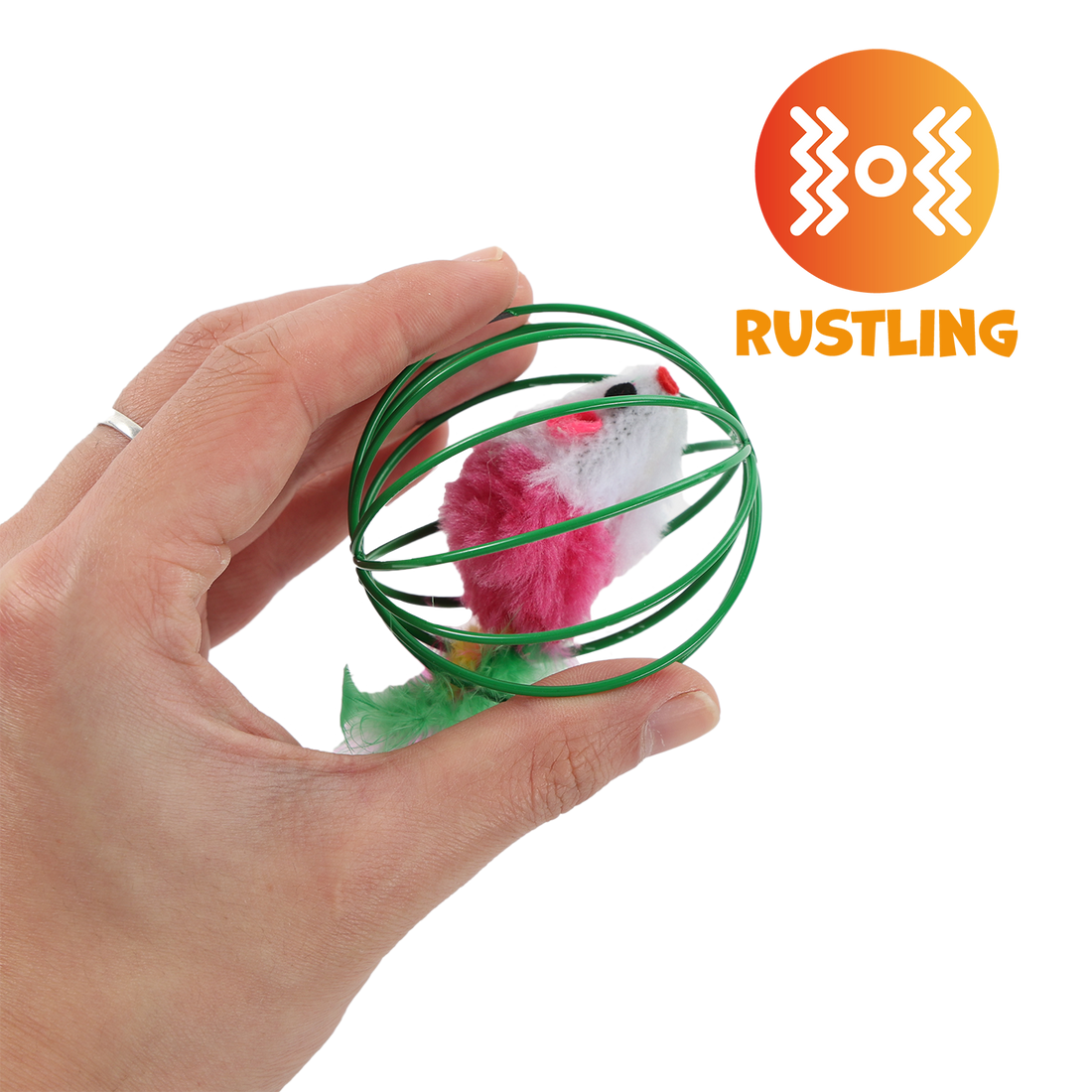UNIQ PETS CAT TOY MOUSEHUNT Mouse With a Feather In a Ball 6cm (Random Colour)