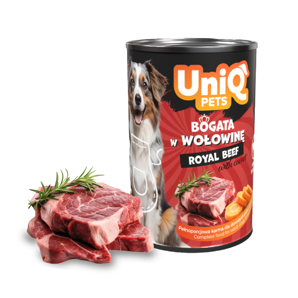 UNIQ PETS Dog Tin Food Royal Beef 375g