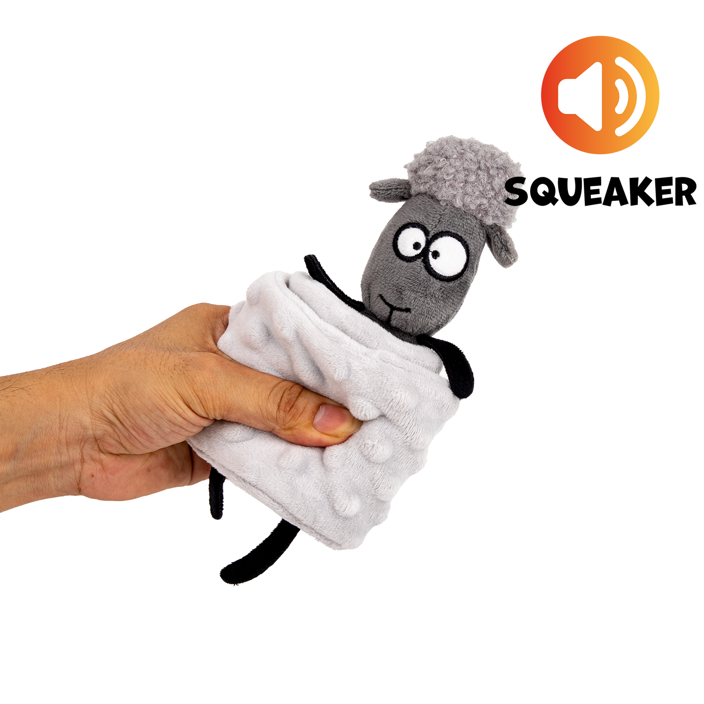 UNIQ PETS PLUSH DOG TOY SNIFFIES FRIENDS Long Stretchable Sheep with Squeaker