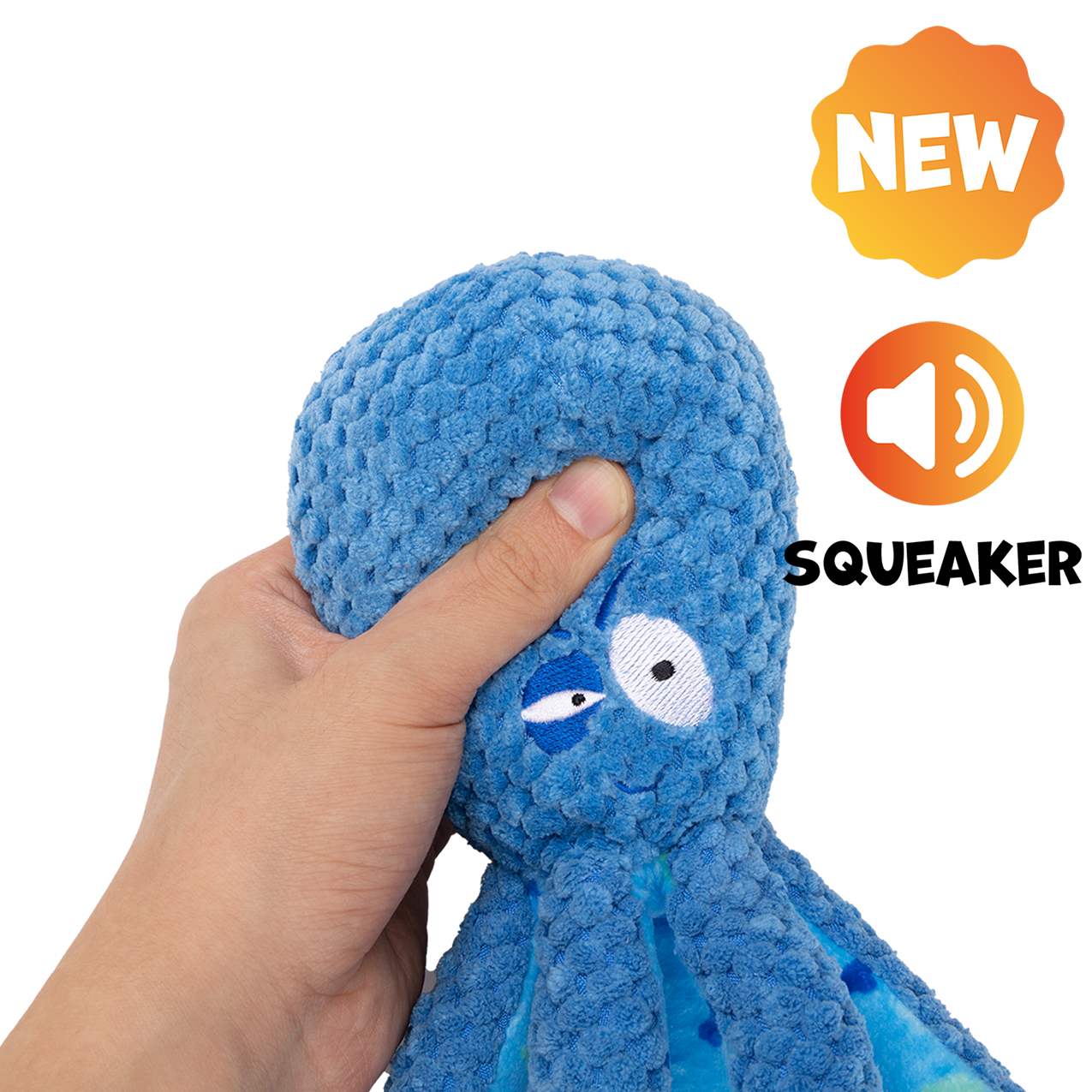 UNIQ PETS PLUSH DOG TOY WATER FRIENDS Blue Octopus with a Squeaker