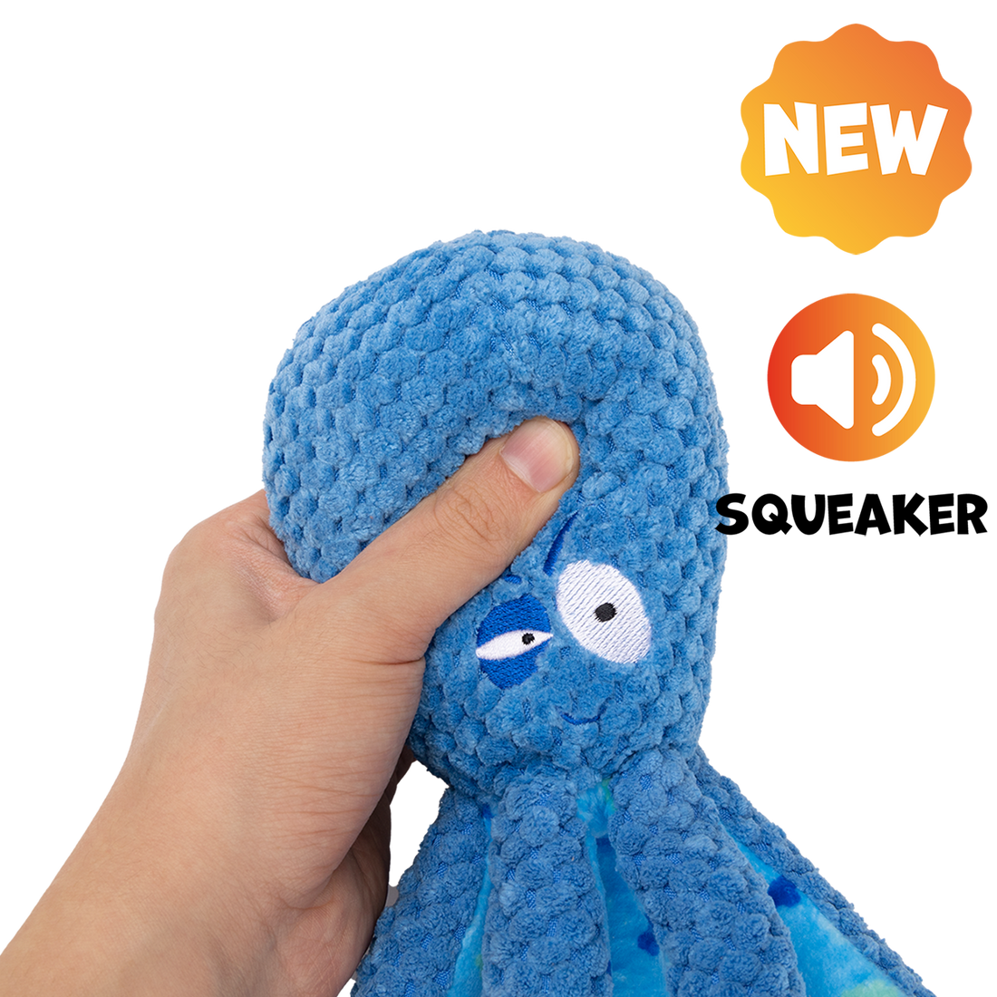 UNIQ PETS PLUSH DOG TOY WATER FRIENDS Blue Octopus with a Squeaker
