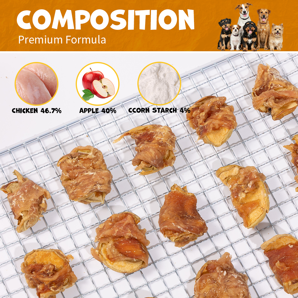 UNIQ PETS DOG SNACKS DUO Chicken Wrapped Apple 400g Jar