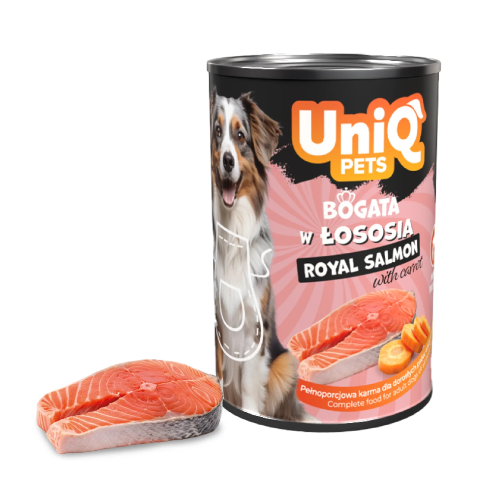 UNIQ PETS Dog Tin Food Royal Salmon 375g
