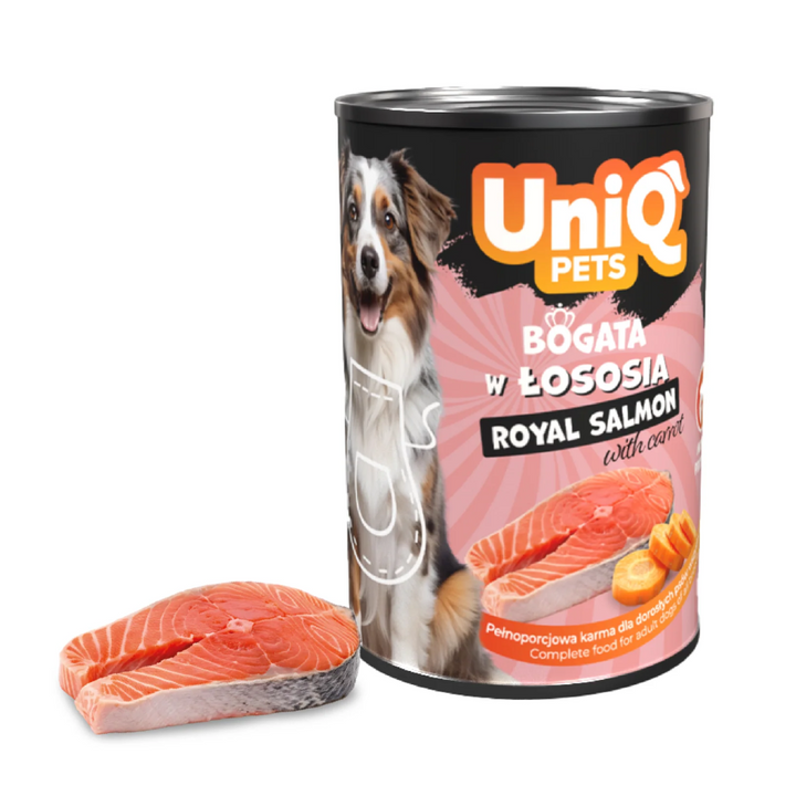 UNIQ PETS Dog Tin Food Royal Salmon 375g