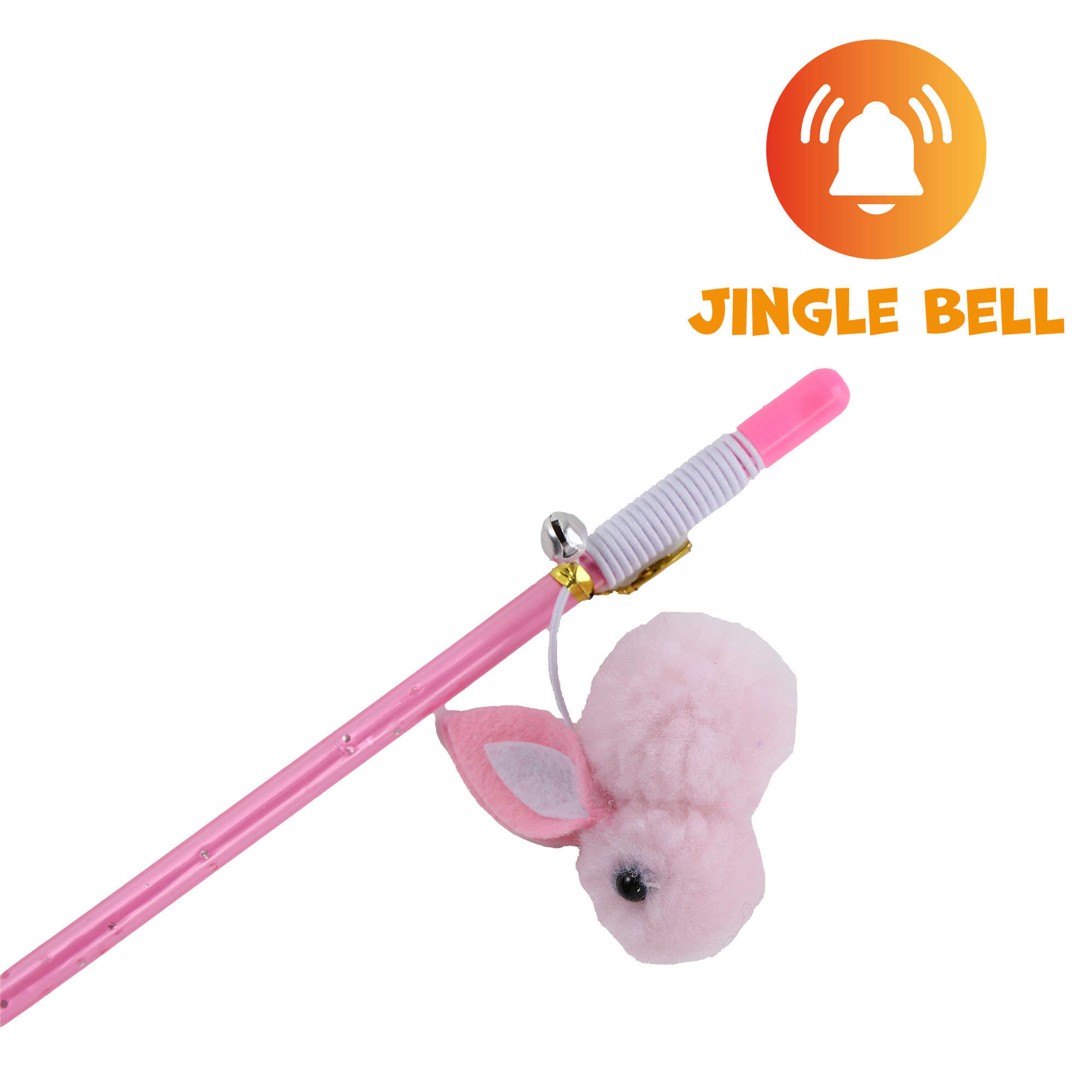 UNIQ PETS CAT TOY SWISHY Plastic Fishing Rod with Plush Rabbit on Rope 30-75cm (Random Colour)