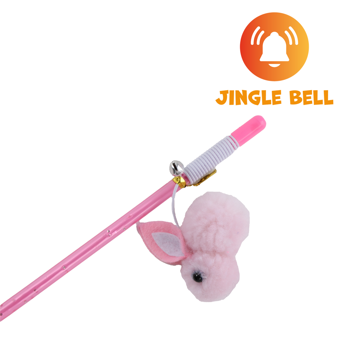 UNIQ PETS CAT TOY SWISHY Plastic Fishing Rod with Plush Rabbit on Rope 30-75cm (Random Colour)