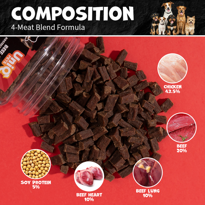 UNIQ PETS DOG SNACKS SNIFFY Beef Dice 200g Jar