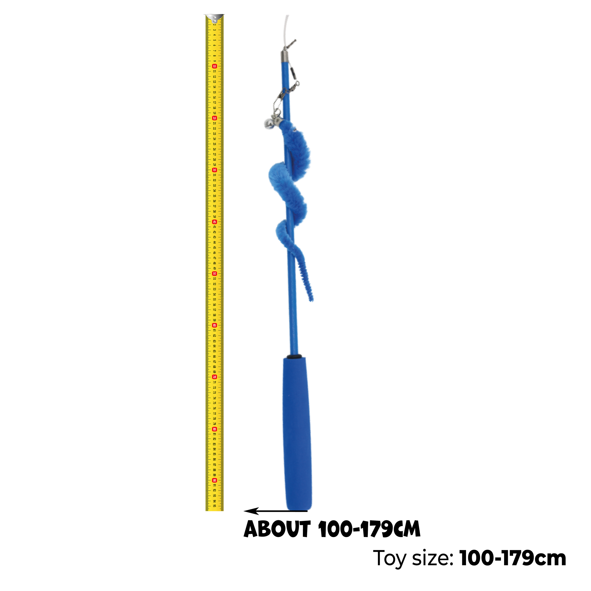 UNIQ PETS CAT TOY SWISHY Telescopic Fishing Rod with Caterpillar 100-179cm (Random Colour)
