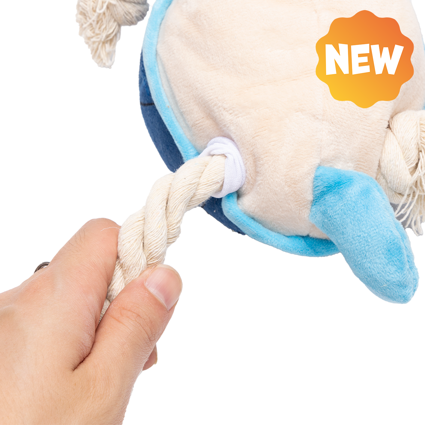 UNIQ PETS PLUSH DOG TOY WATER FRIENDS Blue Rooster Tug Toy with a Squeaker