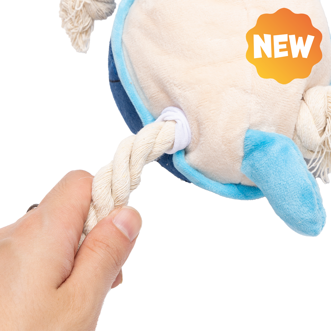 UNIQ PETS PLUSH DOG TOY WATER FRIENDS Blue Rooster Tug Toy with a Squeaker