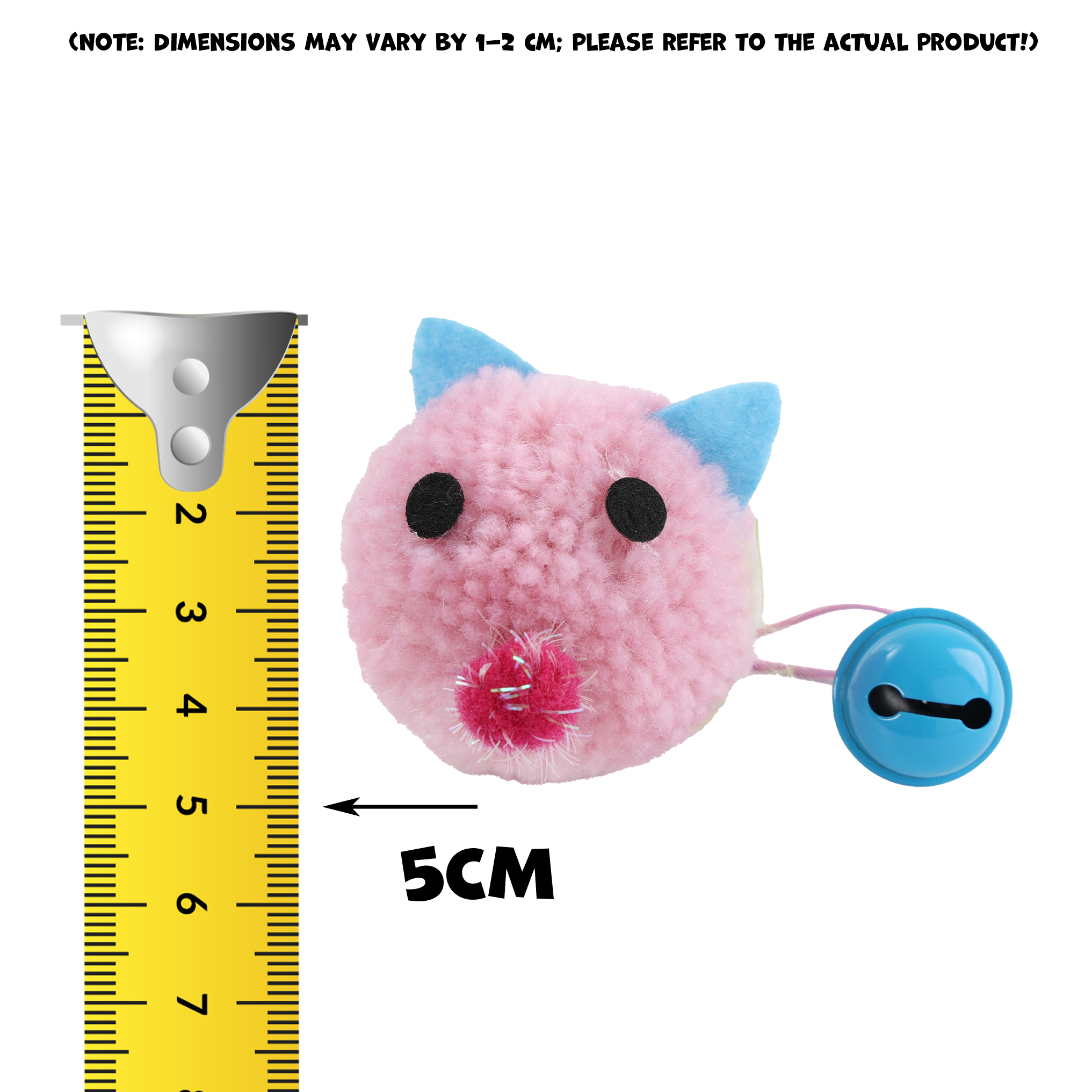 UNIQ PETS CAT TOY MOUSEHUNT Plush Mouse Ball with Bell 5cm (Random Colour)