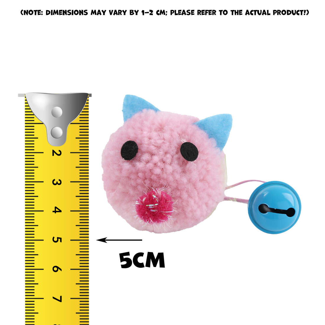 UNIQ PETS CAT TOY MOUSEHUNT Plush Mouse Ball with Bell 5cm (Random Colour)
