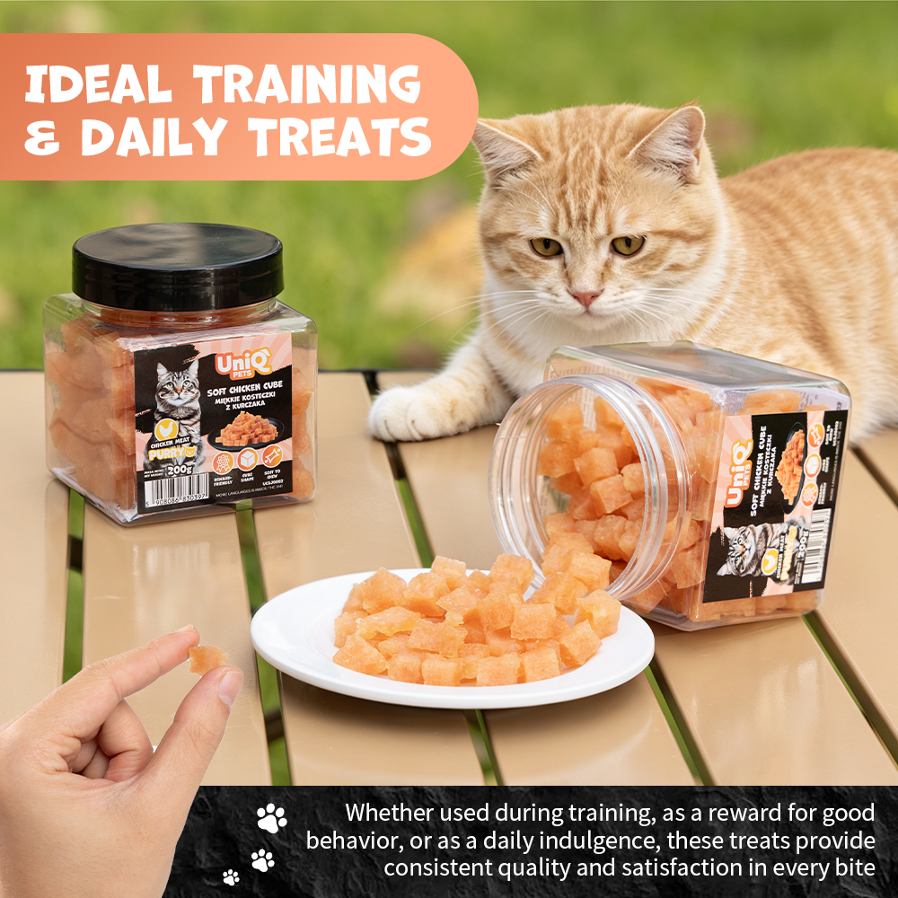 UNIQ PETS CAT SNACKS PURRY Soft Chicken Cube Jar 200g