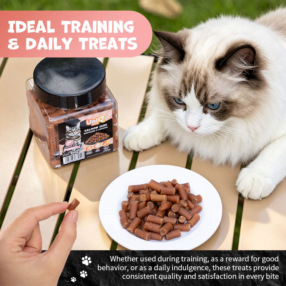 UNIQ PETS CAT SNACKS PURRY Salmon Cube Jar 200g