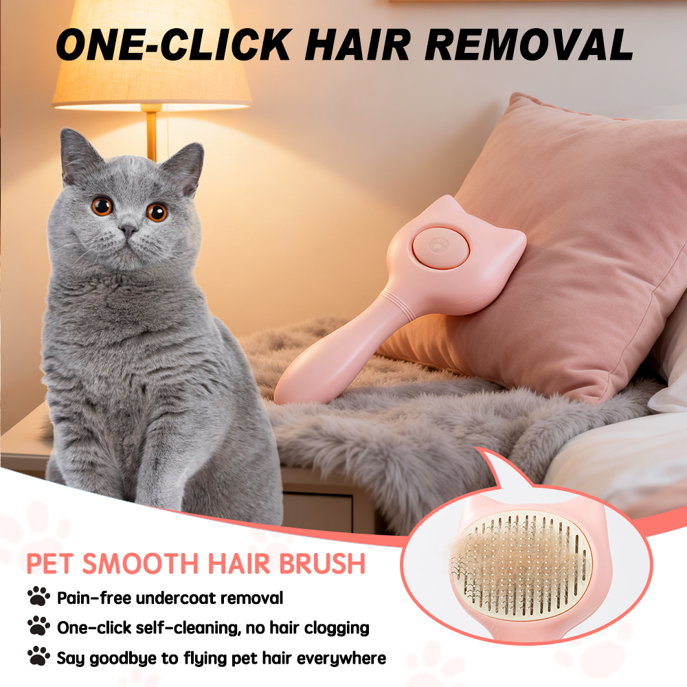 UNIQ PETS GROOMING BEAUTYCARE Cat-Shaped Comb Pink