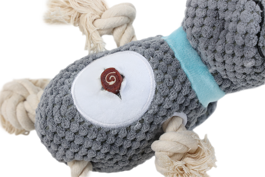 UNIQ PETS PLUSH DOG TOY SNIFFIES FRIENDS Rhinoceros with Ropes and Squeaker