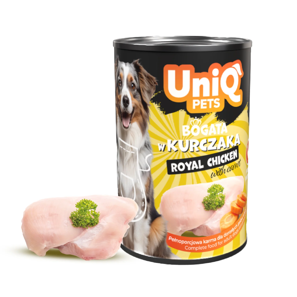UNIQ PETS Dog Tin Food Royal Chicken 375g