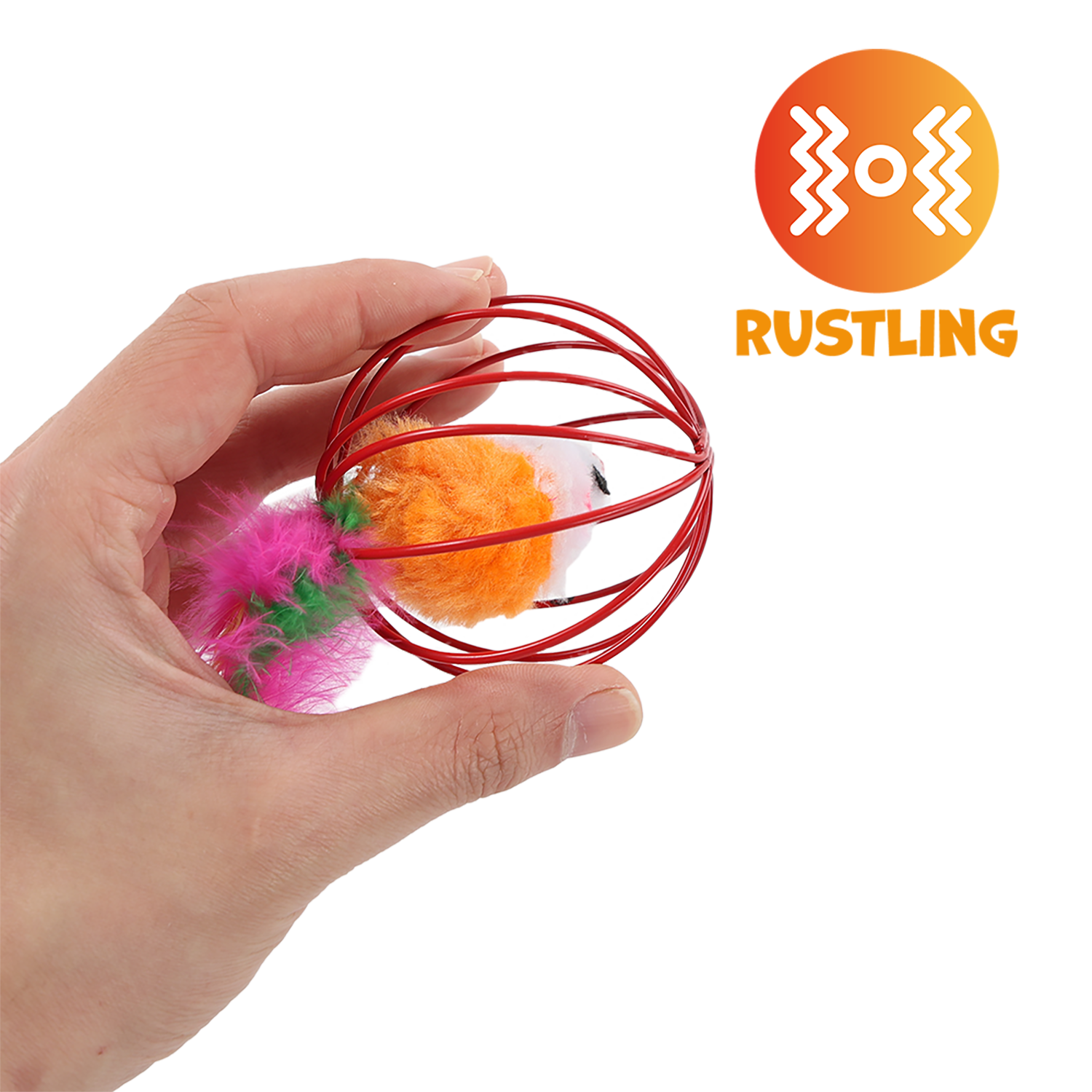 UNIQ PETS CAT TOY MOUSEHUNT Mouse With a Feather In a Ball 6cm (Random Colour)