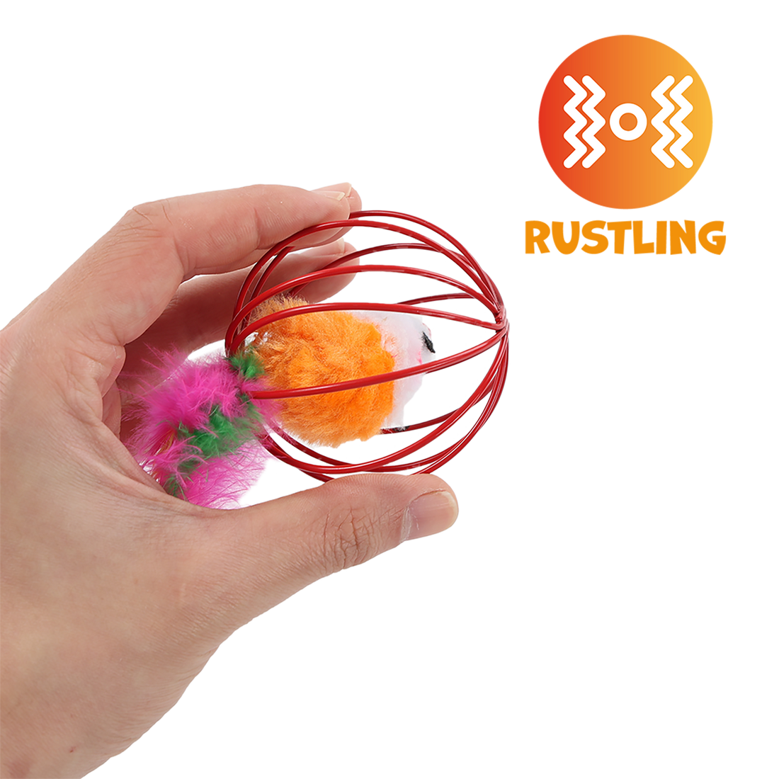 UNIQ PETS CAT TOY MOUSEHUNT Mouse With a Feather In a Ball 6cm (Random Colour)