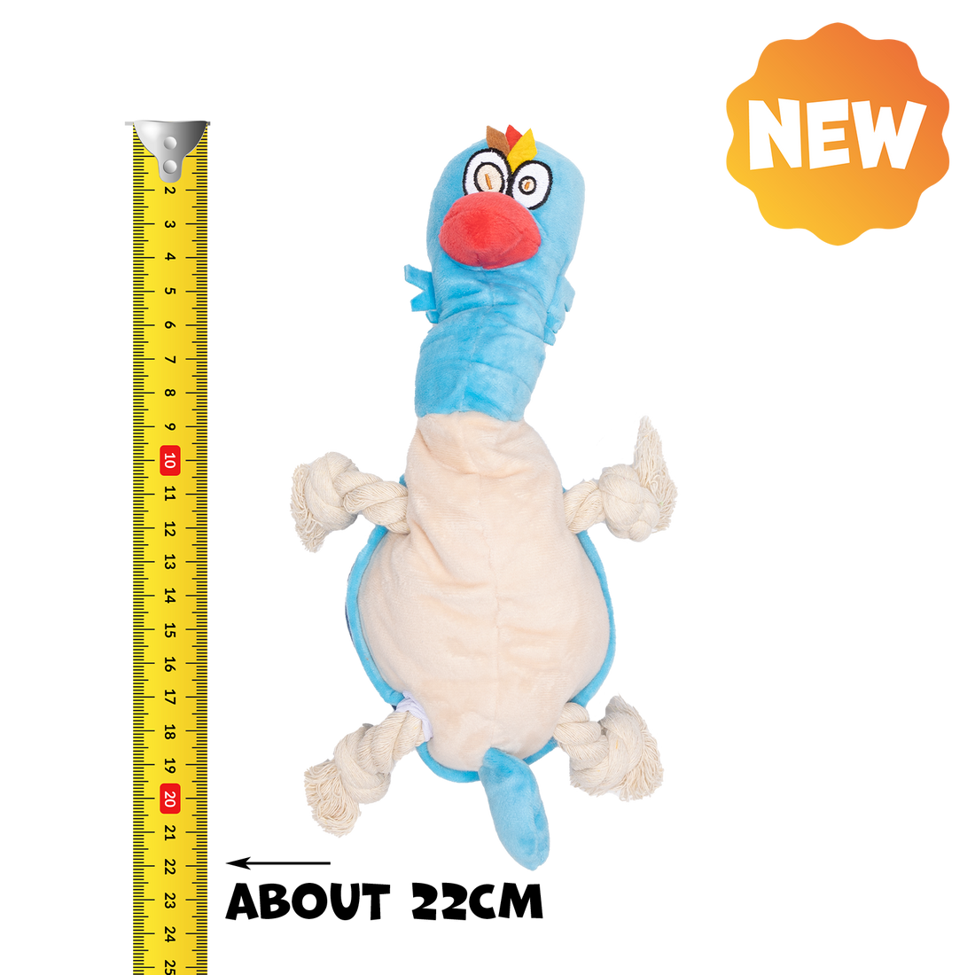 UNIQ PETS PLUSH DOG TOY WATER FRIENDS Blue Rooster Tug Toy with a Squeaker