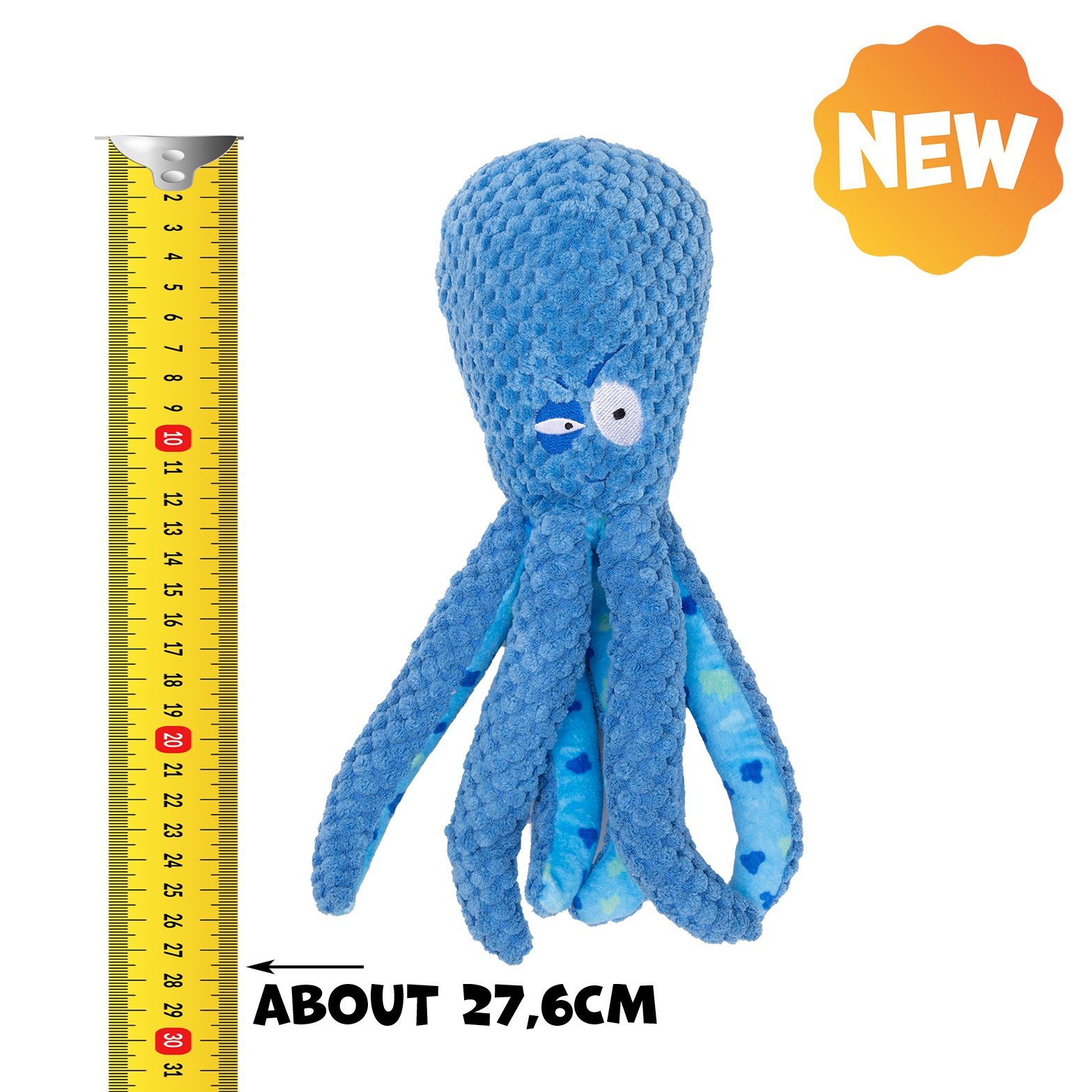 UNIQ PETS PLUSH DOG TOY WATER FRIENDS Blue Octopus with a Squeaker
