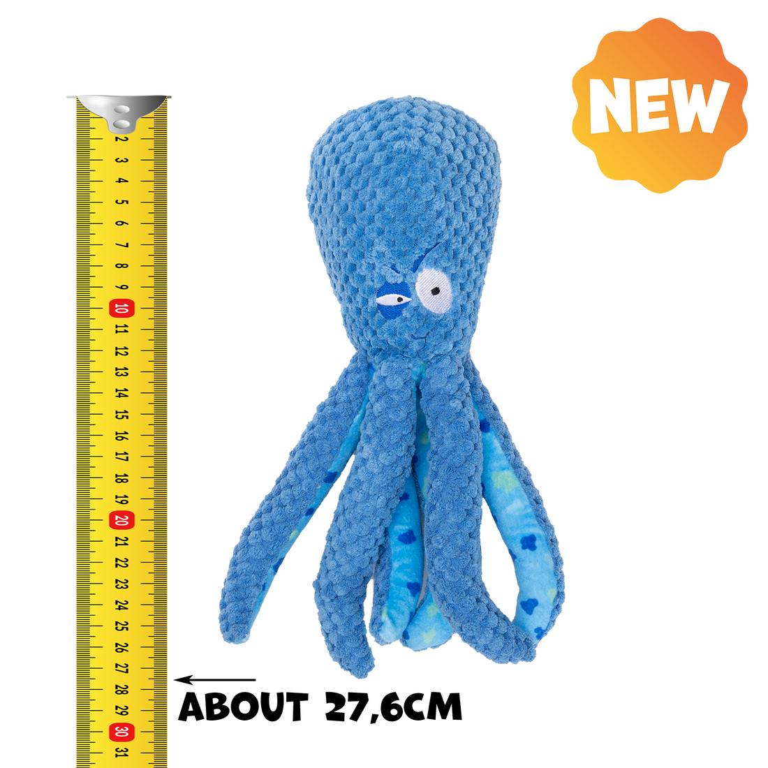 UNIQ PETS PLUSH DOG TOY WATER FRIENDS Blue Octopus with a Squeaker