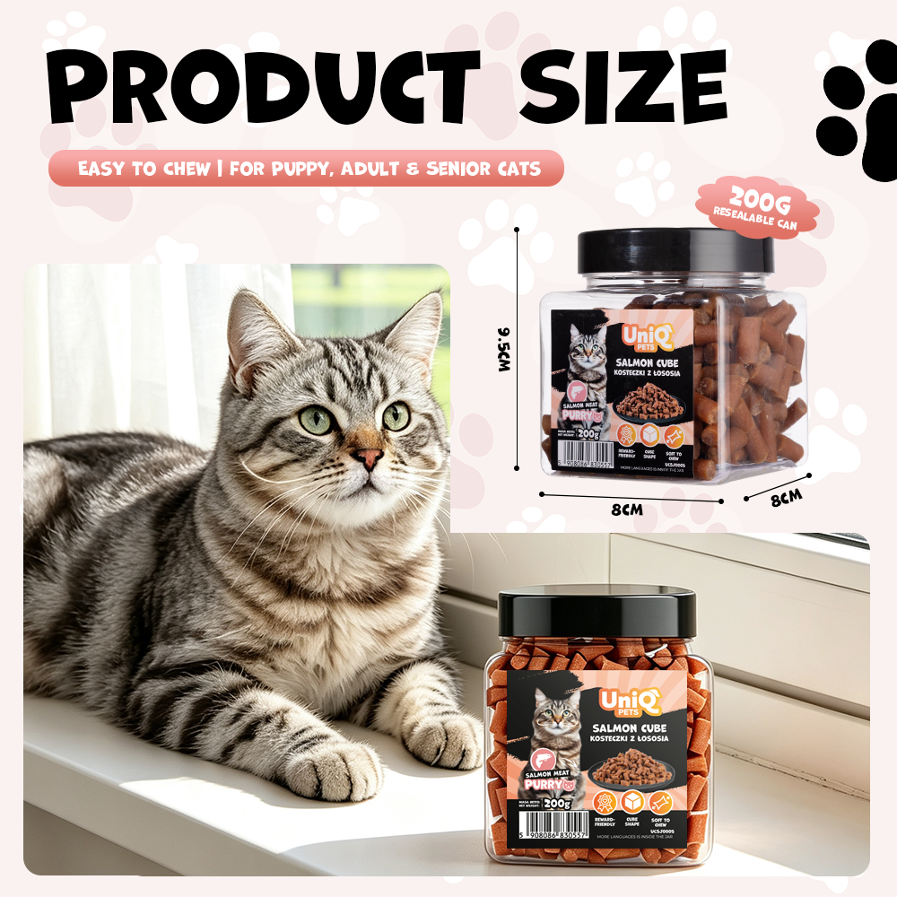 UNIQ PETS CAT SNACKS PURRY Salmon Cube Jar 200g