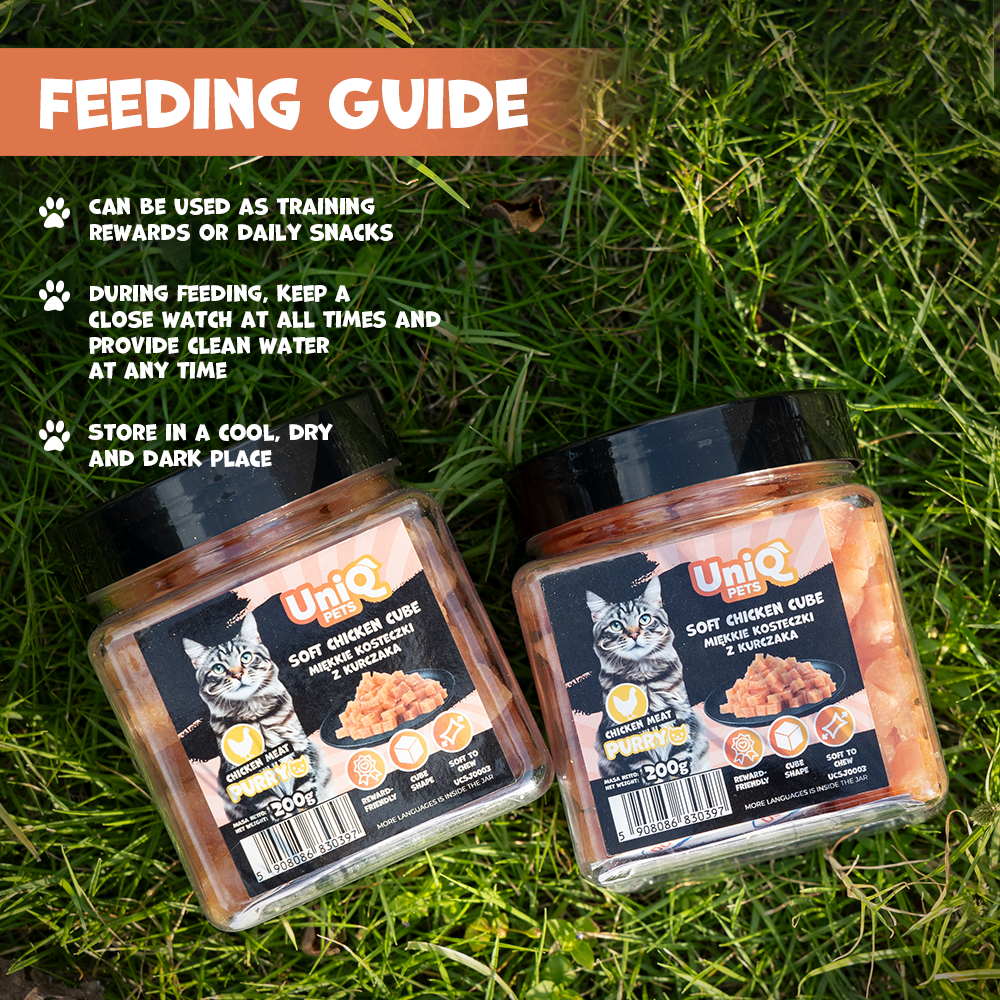 UNIQ PETS CAT SNACKS PURRY Soft Chicken Cube Jar 200g