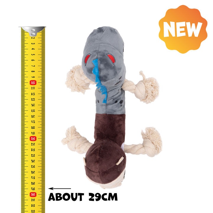 UNIQ PETS PLUSH DOG TOY FUNNY FRIENDS Monkey-Dino Tug Toy with a Squeaker