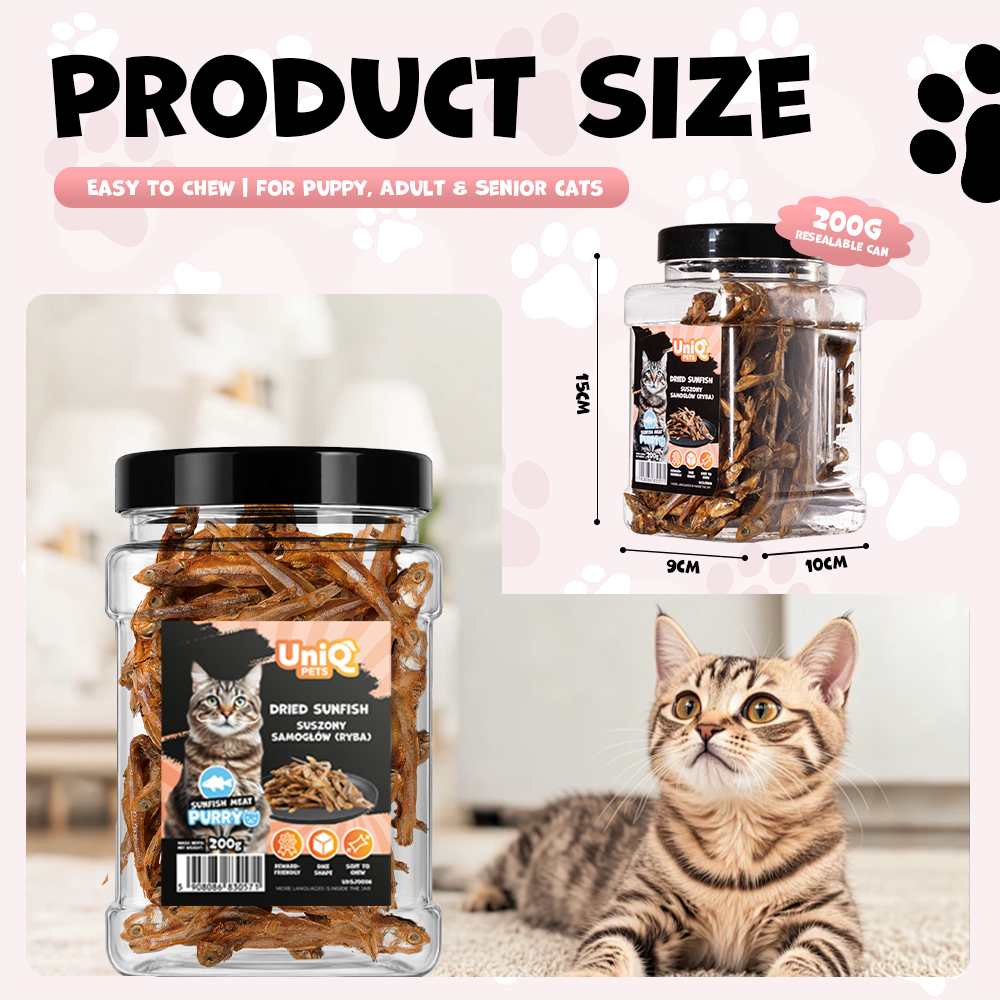 UNIQ PETS CAT SNACKS PURRY Dried Japanese Anchovy Jar 200g