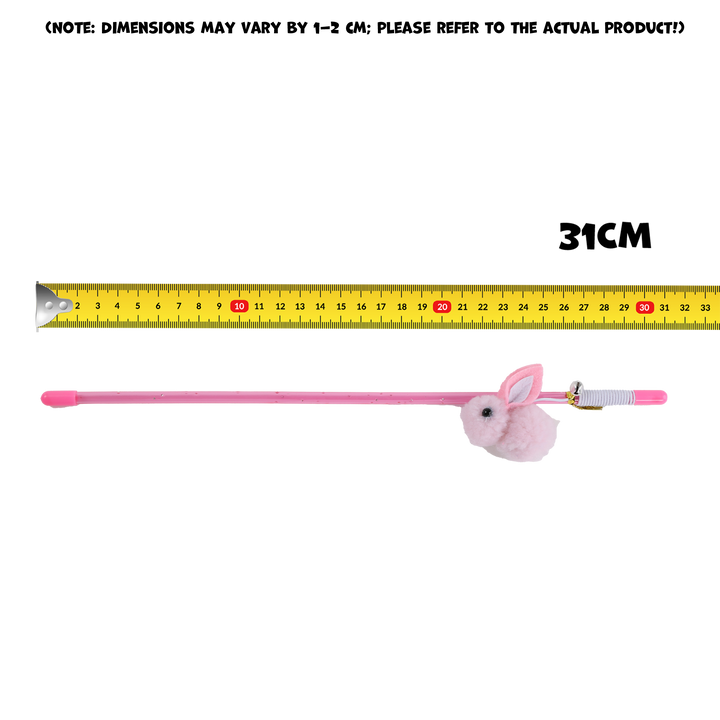UNIQ PETS CAT TOY SWISHY Plastic Fishing Rod with Plush Rabbit on Rope 30-75cm (Random Colour)