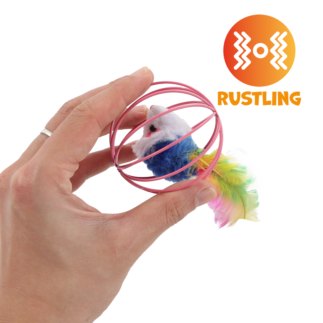 UNIQ PETS CAT TOY MOUSEHUNT Mouse With a Feather In a Ball 6cm (Random Colour)