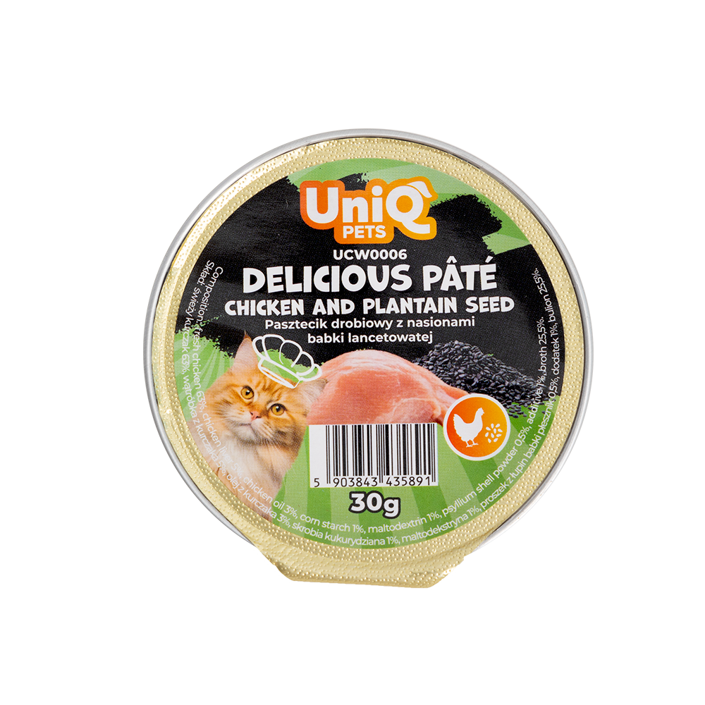 Uniq Pets Cat Wet Food Chicken & Psyllium Pate 30g