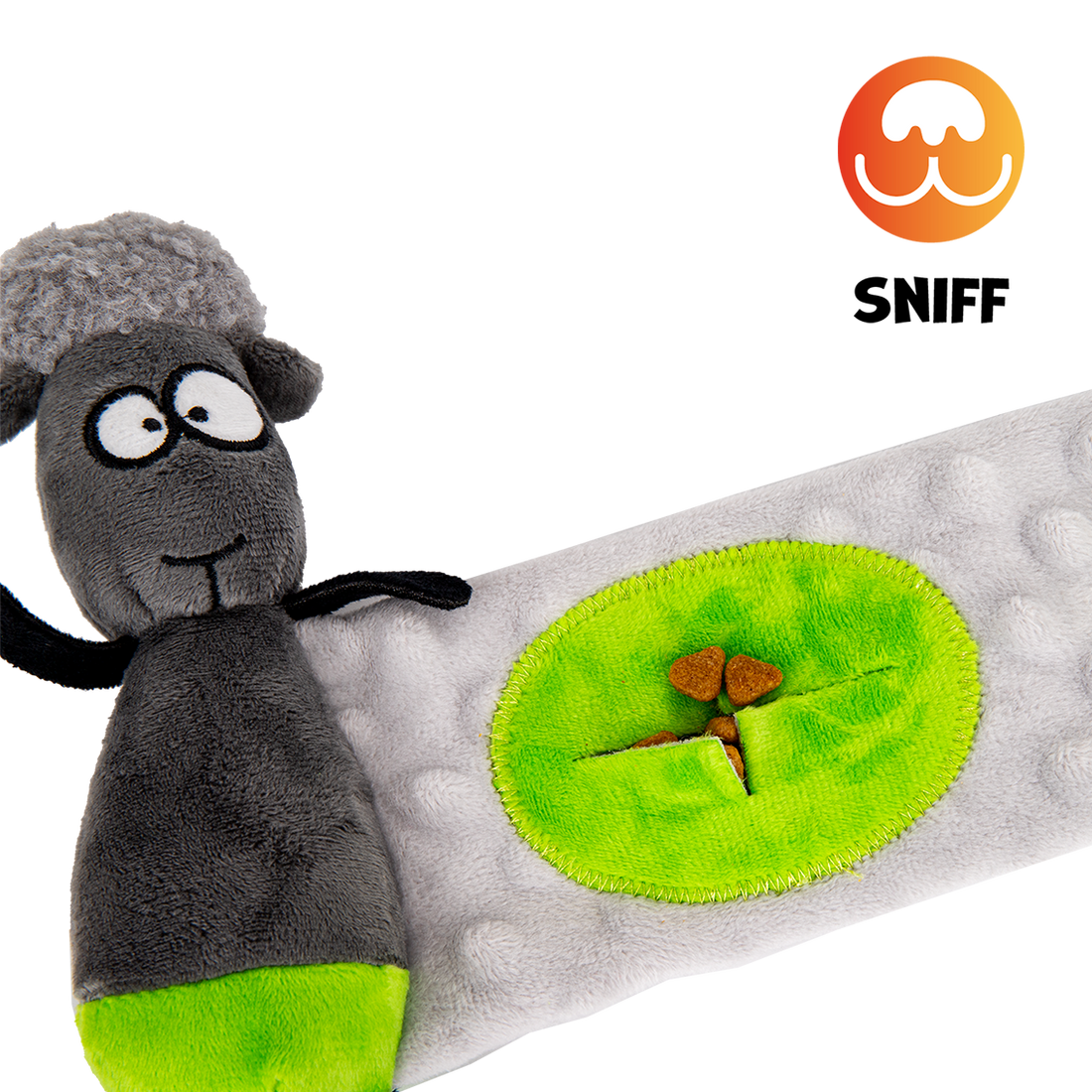 UNIQ PETS PLUSH DOG TOY SNIFFIES FRIENDS Long Stretchable Sheep with Squeaker