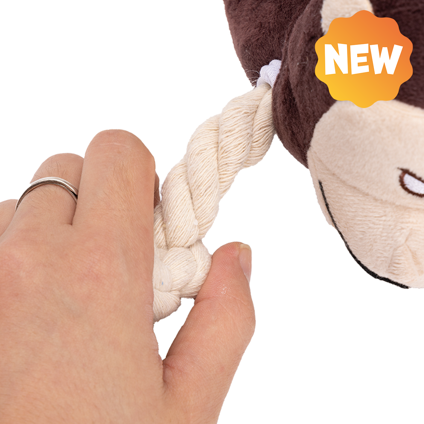 UNIQ PETS PLUSH DOG TOY FUNNY FRIENDS Monkey-Dino Tug Toy with a Squeaker