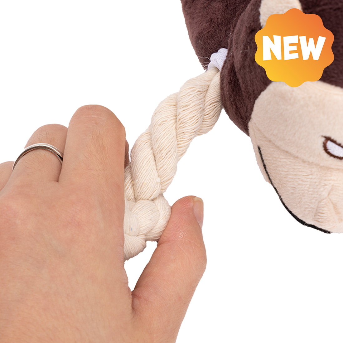 UNIQ PETS PLUSH DOG TOY FUNNY FRIENDS Monkey-Dino Tug Toy with a Squeaker