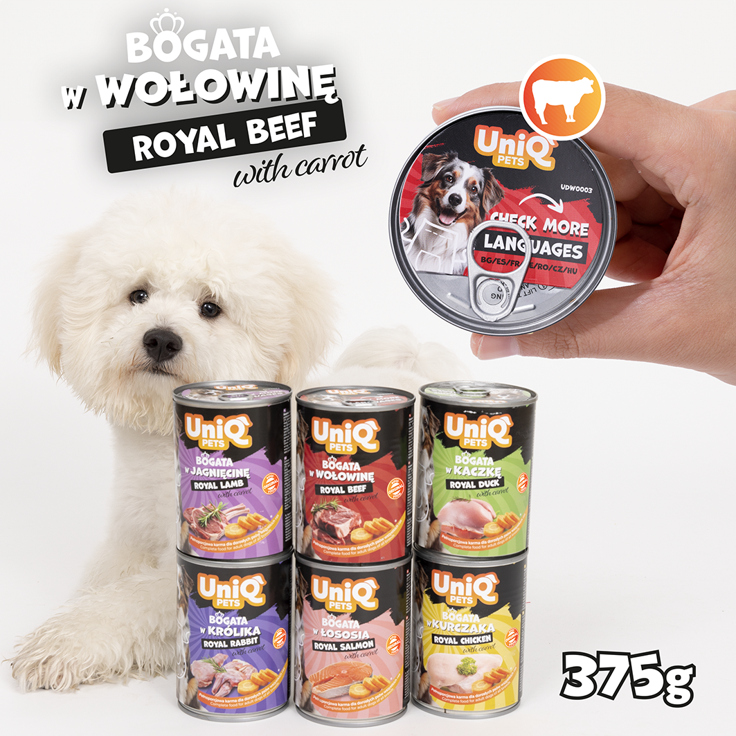 UNIQ PETS Dog Tin Food Royal Beef 375g