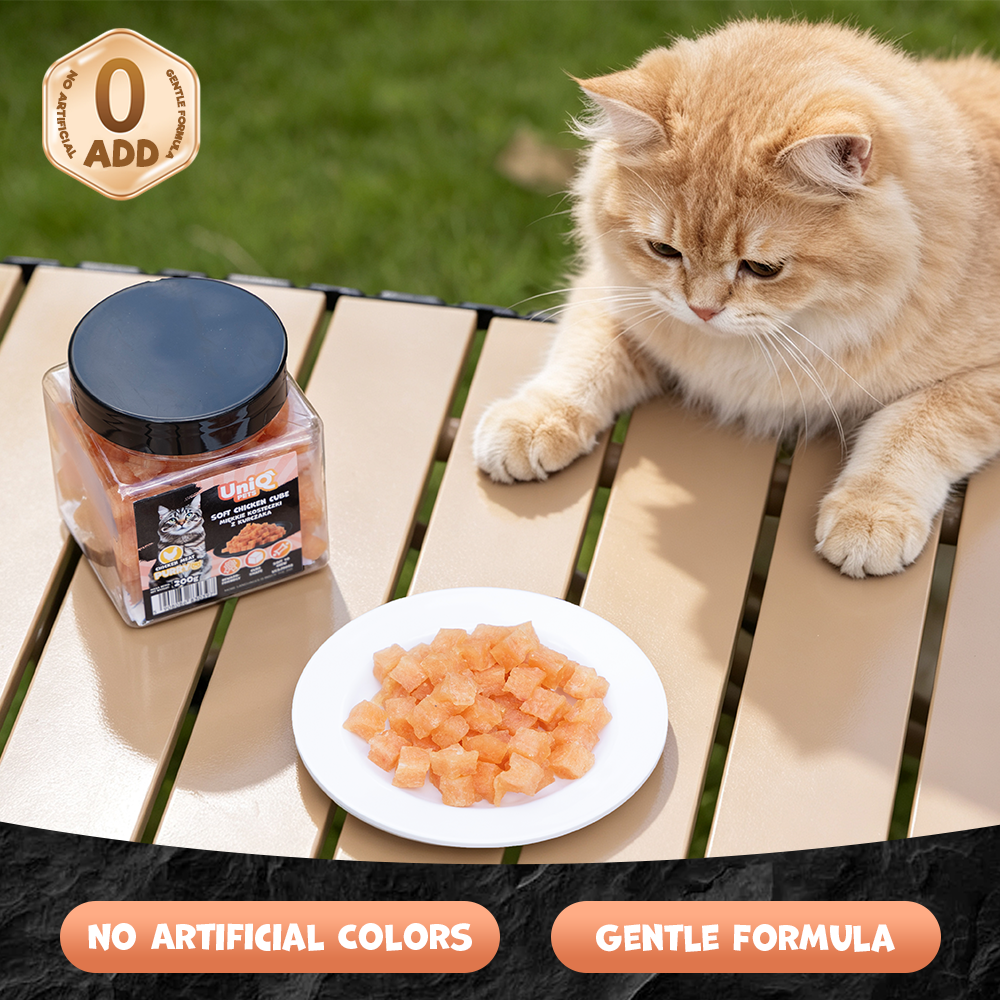 UNIQ PETS CAT SNACKS PURRY Soft Chicken Cube Jar 200g