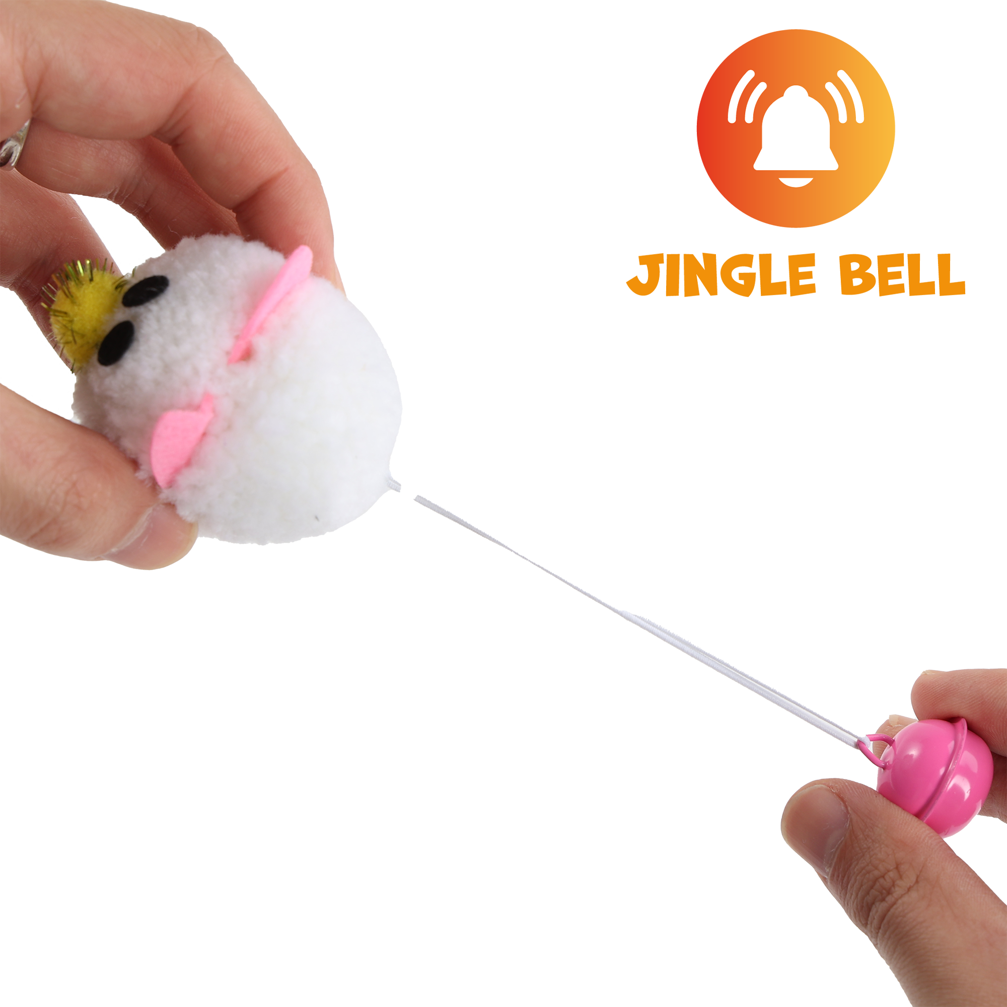 UNIQ PETS CAT TOY MOUSEHUNT Plush Mouse Ball with Bell 5cm (Random Colour)