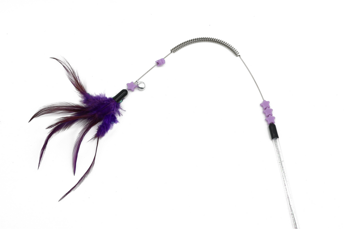 UNIQ PETS CAT TOY SWISHY Fishing Rod with Multi-Colored Feather and Spring 60cm (Random Colour)