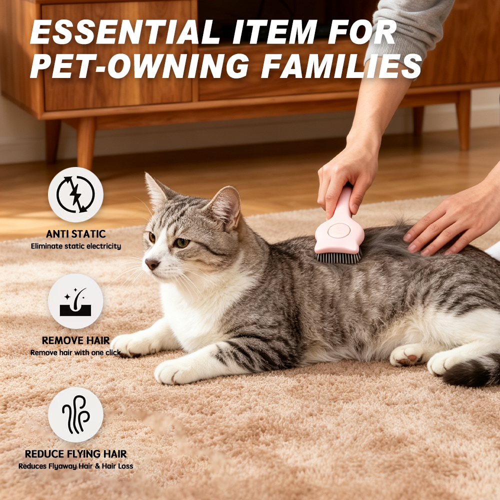 UNIQ PETS GROOMING BEAUTYCARE Cat-Shaped Comb Pink