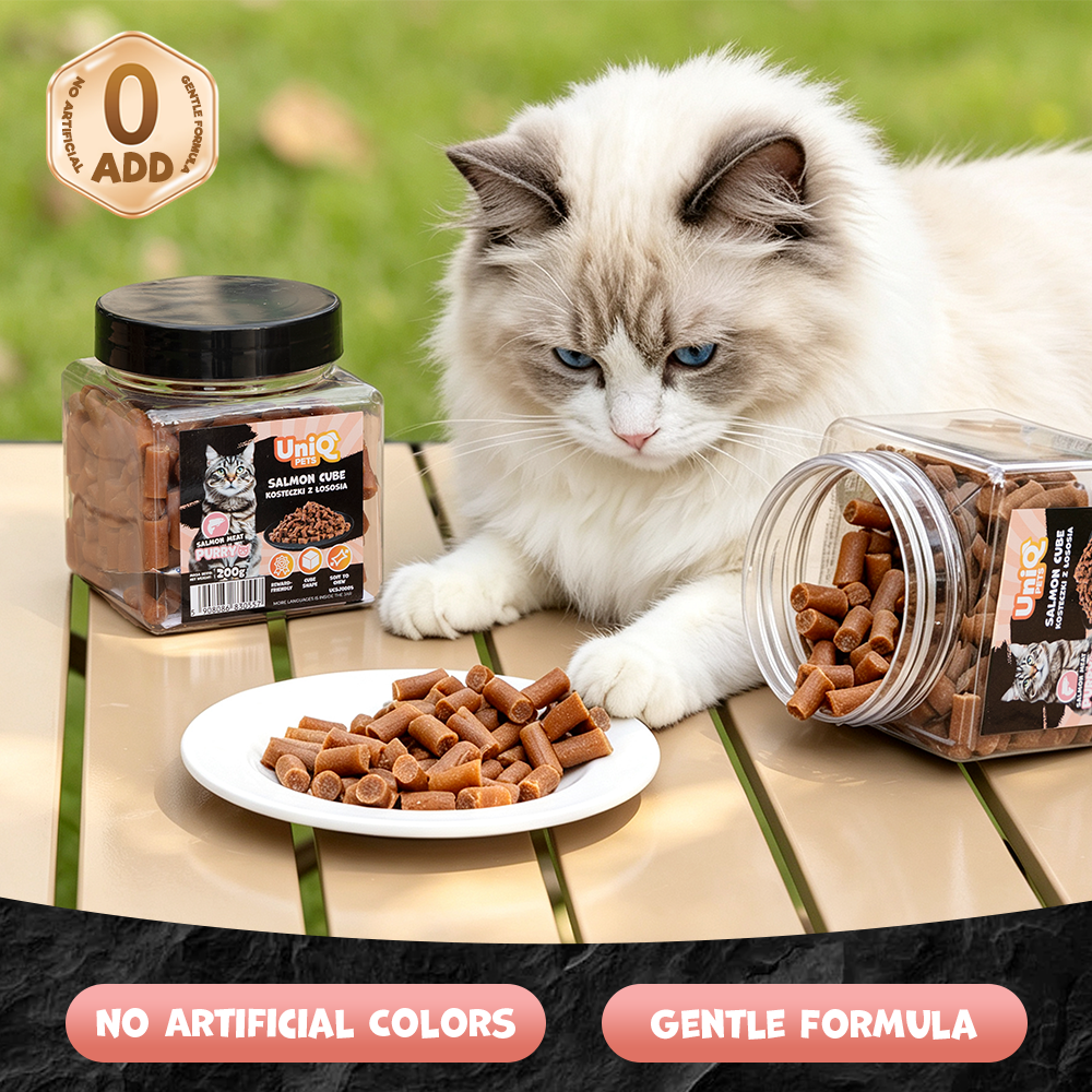 UNIQ PETS CAT SNACKS PURRY Salmon Cube Jar 200g